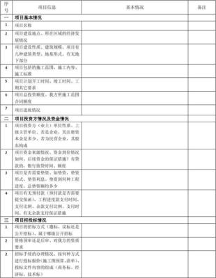 工程项目考察信息表