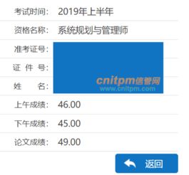 信管网2019年上半年信息系统项目管理师部分学员成绩截图