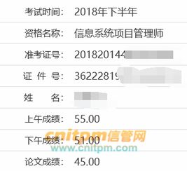 信管网2018年下半年信息系统项目管理师学员成绩分享